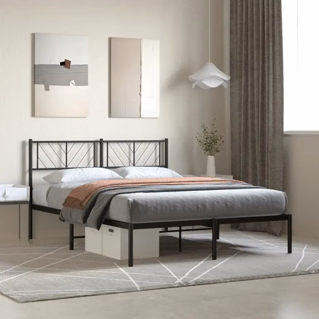 Letto matrimoniale con testiera in metallo nero opaco L/P/H: 160 x 200 x 90 cm – 2