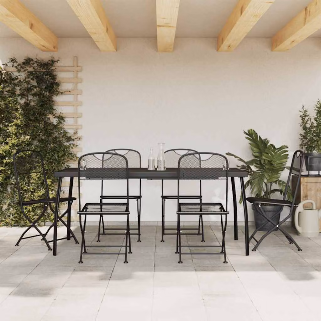 Set da pranzo da giardino vidaXL in metallo antracite con 7 pezzi – 1