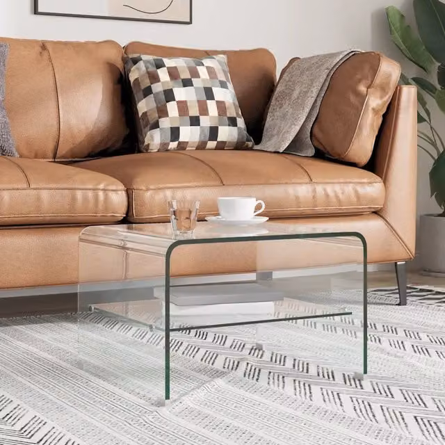 Tavolino da salotto rettangolare in vetro trasparente vidaXL L: 50 cm, P: 45 cm, H: 33 cm
