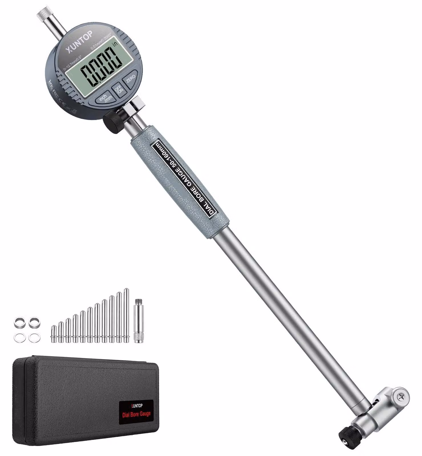 Misuratore di usura digitale con quadrante da 50 a 160 mm e set di 12 punte per misurazioni precise