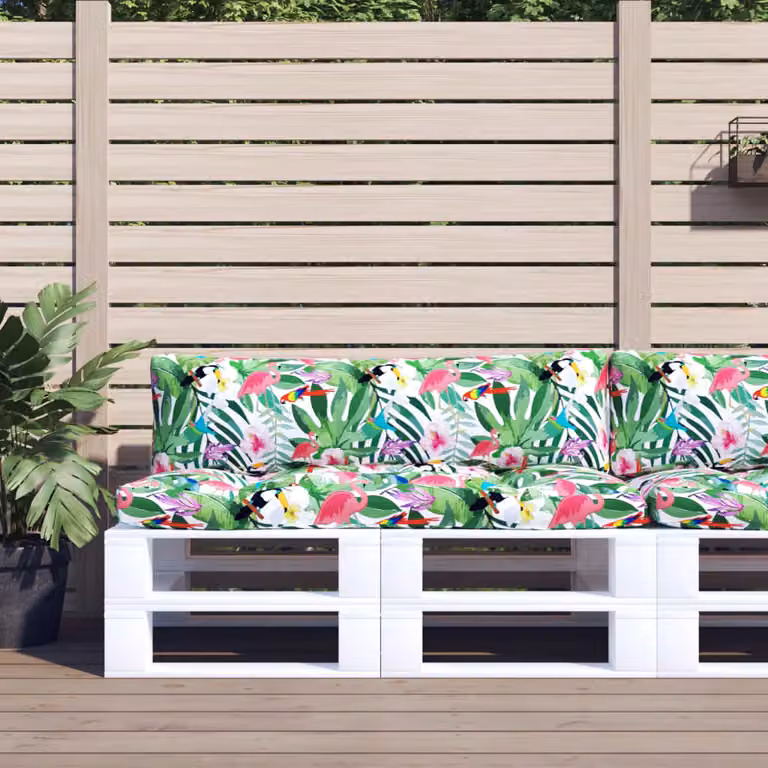 Set di 2 cuscini per pallet vidaXL multicolore in tessuto Oxford impermeabile e traspirante L 110 cm x P 58 cm x H 10 cm