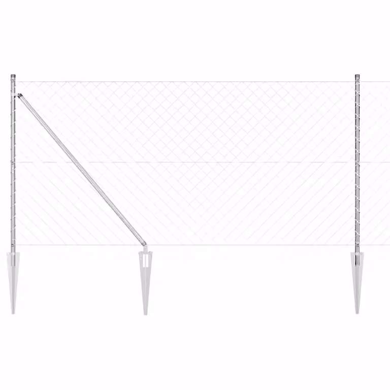Recinzione a maglie con punte vidaXL in acciaio zincato argento, L: 10 m, H: 1,4 m