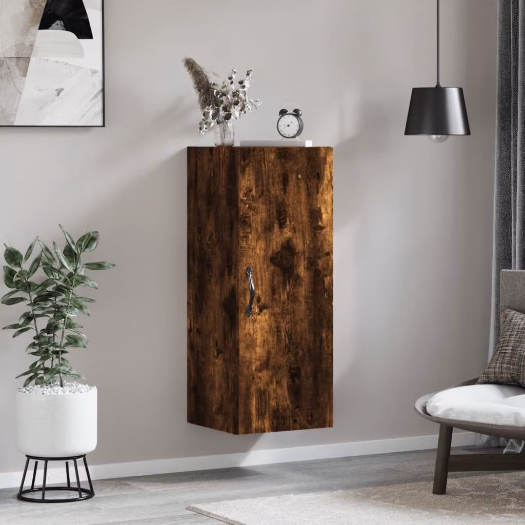 Mobile a parete vidaXL in legno Rovere Fumo, L: 34,5 cm, P: 34 cm, H: 90 cm