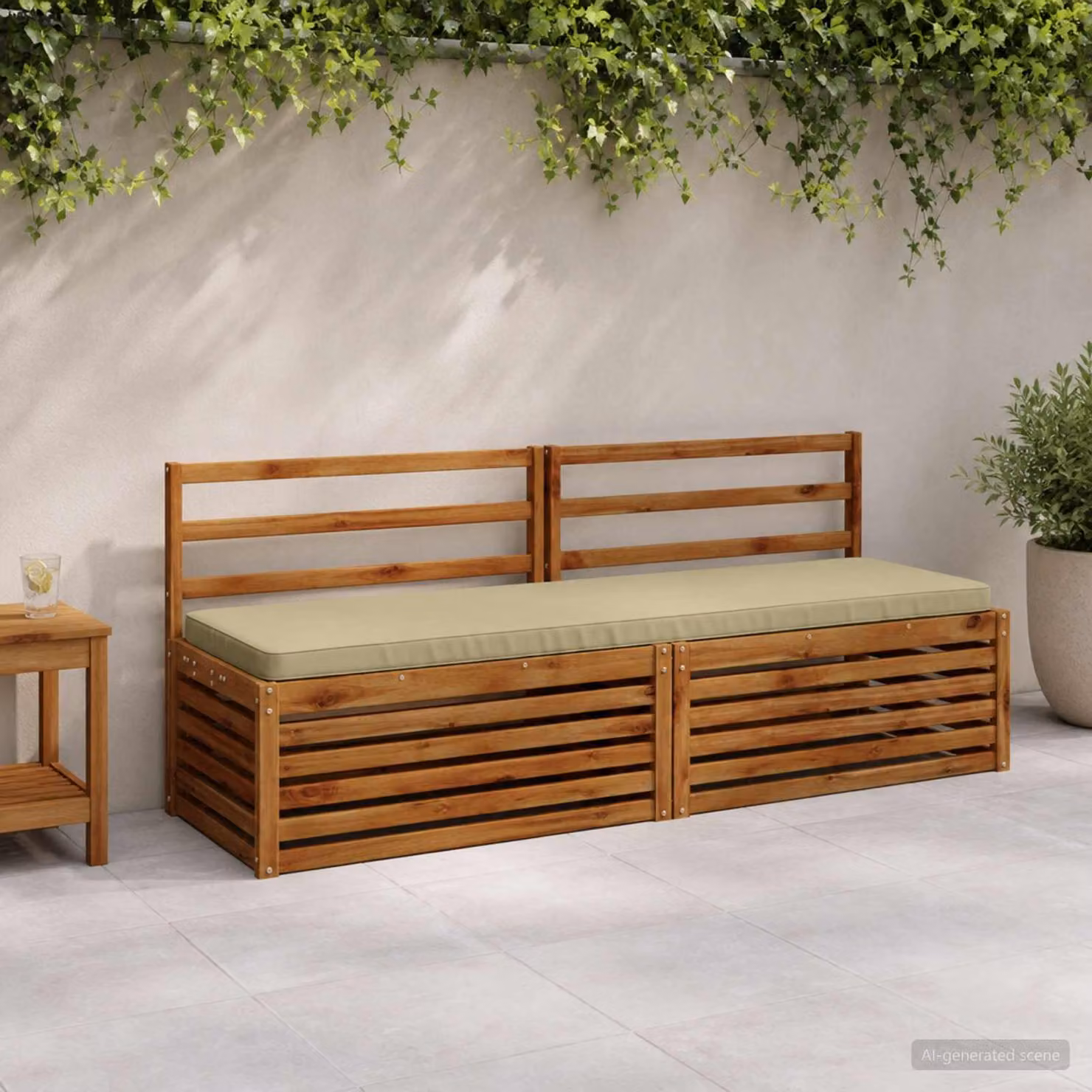 Set di 2 cuscini per panchina vidaXL VUGHT in poliestere con rivestimento rimovibile e resistente ai raggi UV, disponibili in verde o beige