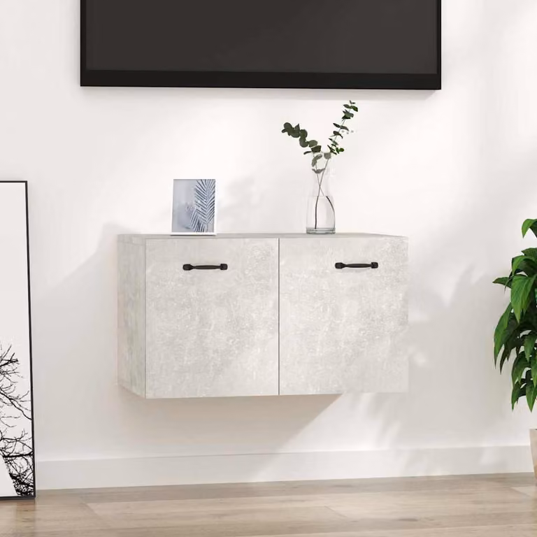 Mobile a parete vidaXL in legno multistrato e MDF, colore grigio cemento, L: 60 cm, P: 36,5 cm, H: 35 cm