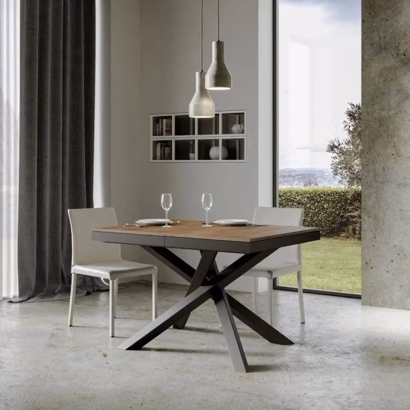Tavolo allungabile Itamoby Volantis Evolution con telaio Antracite e piano Noce, L/P/H: 90 x 120/380 x 77 cm – 2