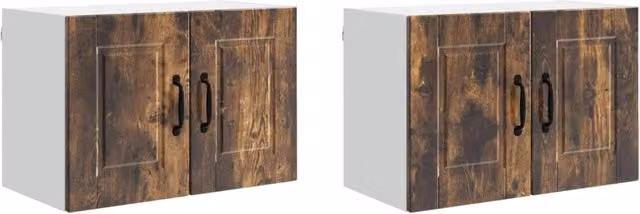 Set di 2 pensili da cucina moderni e pratici, stile essenziale, 60 x 31 x 40 cm, legno multistrato, rovere fumo 02_0054271