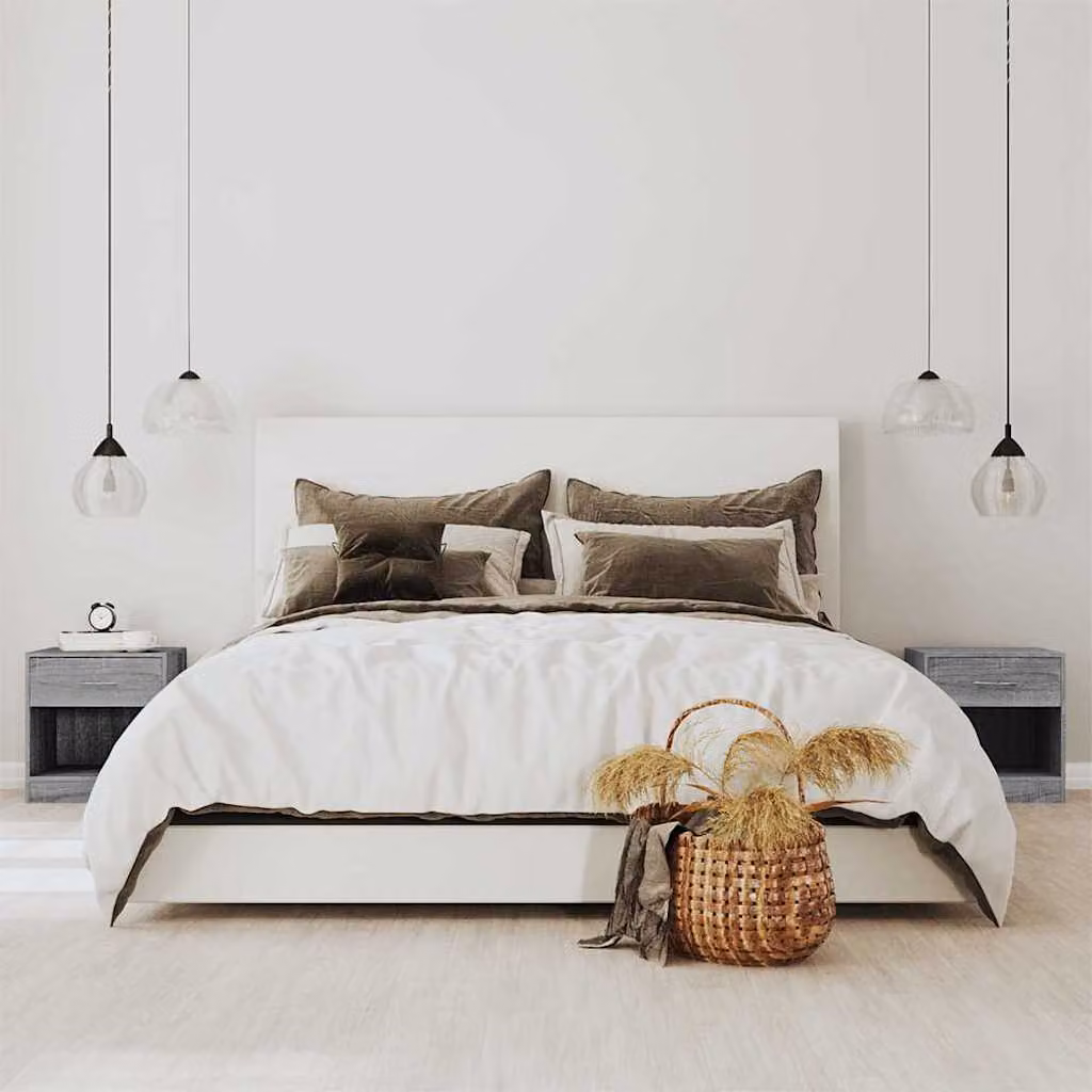 Set di 2 comodini vidaXL con cassetto in stile moderno, colore grigio Sonoma