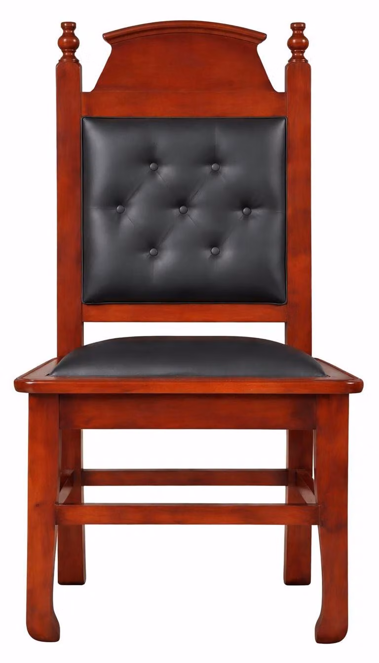 Sedia da conferenza in legno con rivestimento in pelle nera e design elegante
