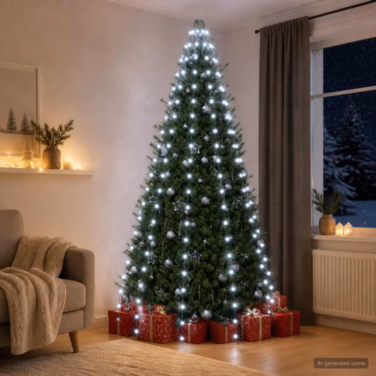 vidaXL Ghirlande luminose per alberi di Natale 210 LED Bianco freddo
