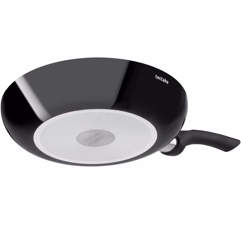 Set di 15 pentole e padelle Tectake in alluminio con rivestimento antiaderente e coperchi in vetro, nero