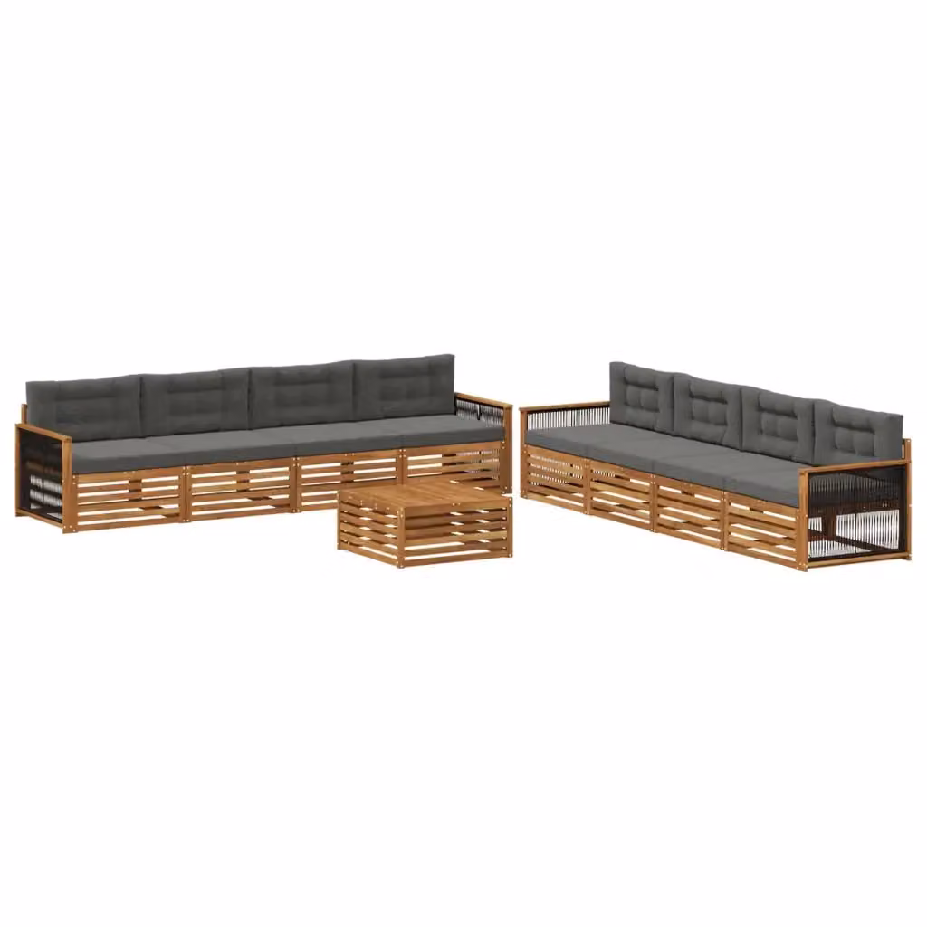 Set di mobili da giardino vidaXL composto da 9 pezzi in legno di acacia con divani, poltrone e tavolino da caffè, colore naturale e antracite – 2