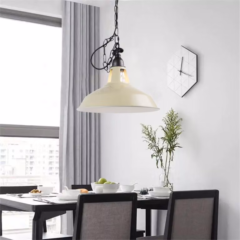 Lampada a sospensione vintage "Pêcheur" in stile industriale con catena, ideale perda pranzo, cucine e spazi commerciali, lampadina E27 non inclusa nella fornitura