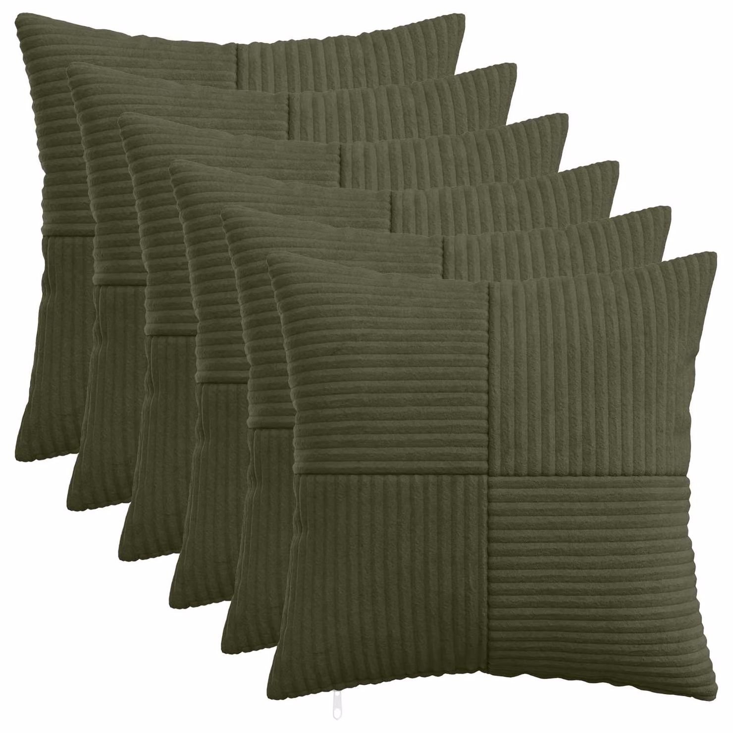 Set di 6 federe vidaXL ALMELO in velluto a coste verdi, L 45 x P 45 cm