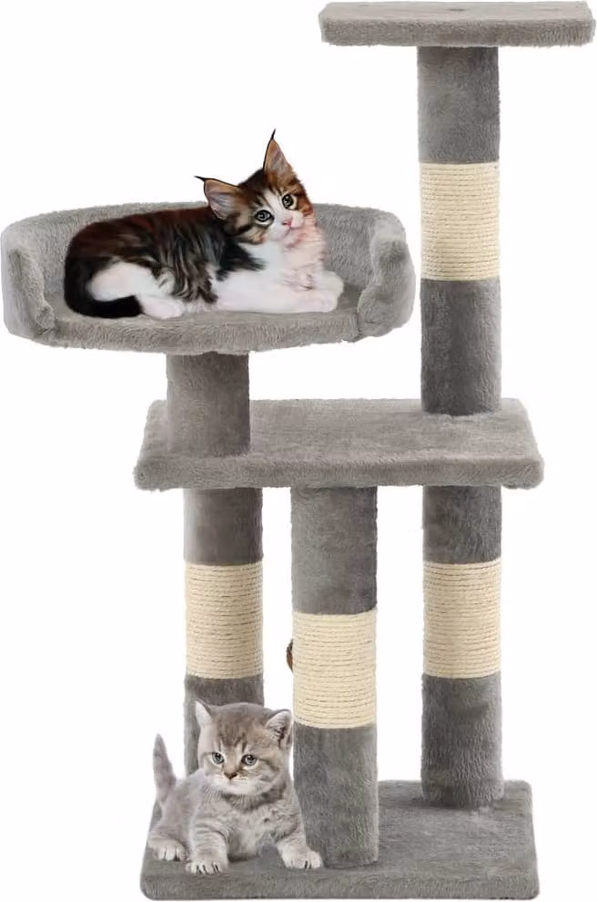 Albero per Gatti con Tiragraffi in Sisal 65 cm Grigio