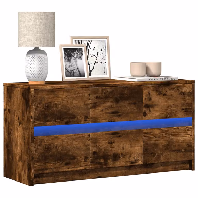 vidaXL Mobile Porta TV con LED Rovere Fumo, L 100 cm x P 34 cm x H 50 cm