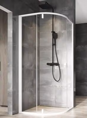 Cabina doccia a quarto RAVAK Nexty 80 cm colore telaio bianco opaco decoro vetro chiaro 3O644E01Z1