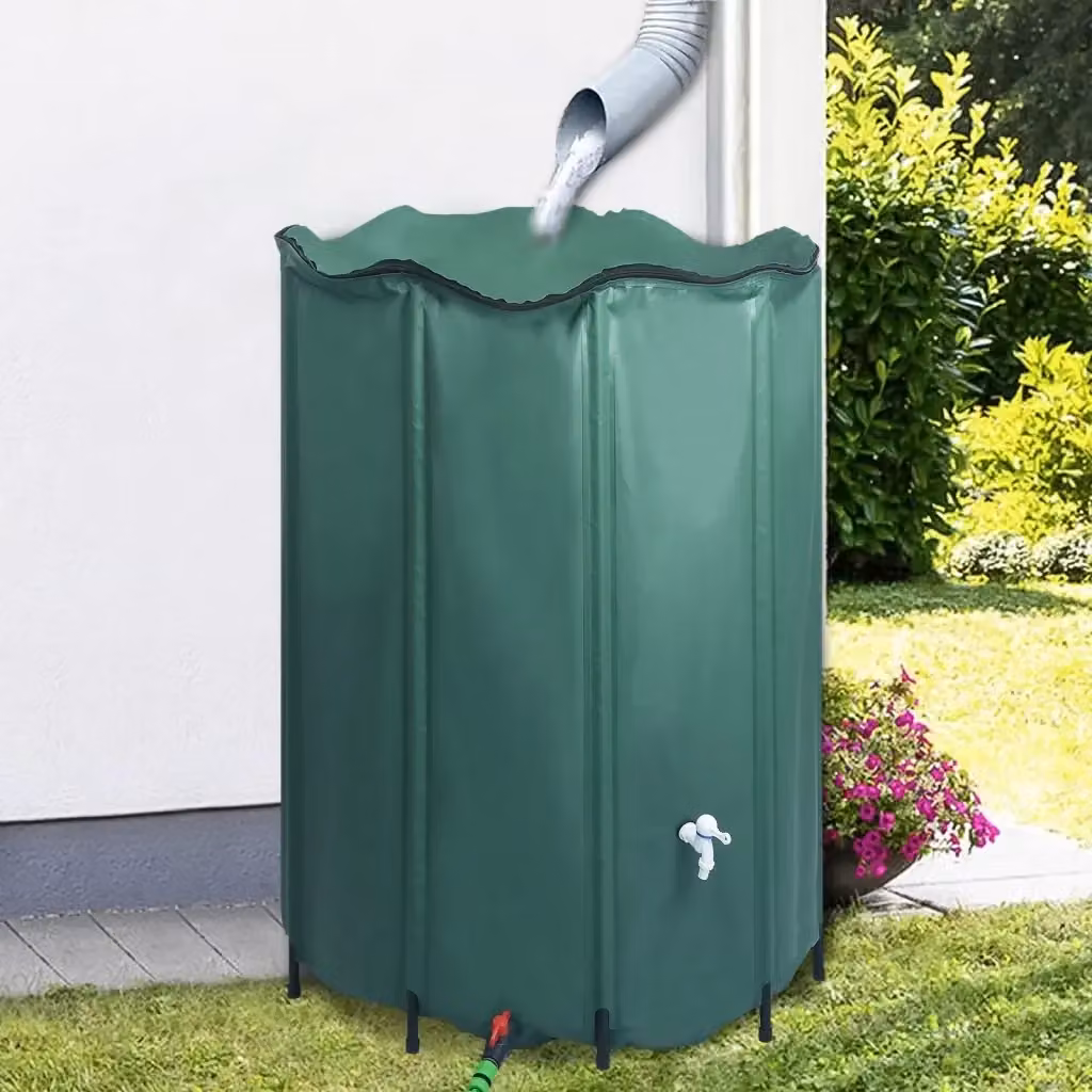 Serbatoio per acqua piovana pieghevole DESIGN IN verde con rubinetto e filtro, capacità 1350 l, L/P/H: 120 x 120 x 12 cm – 2