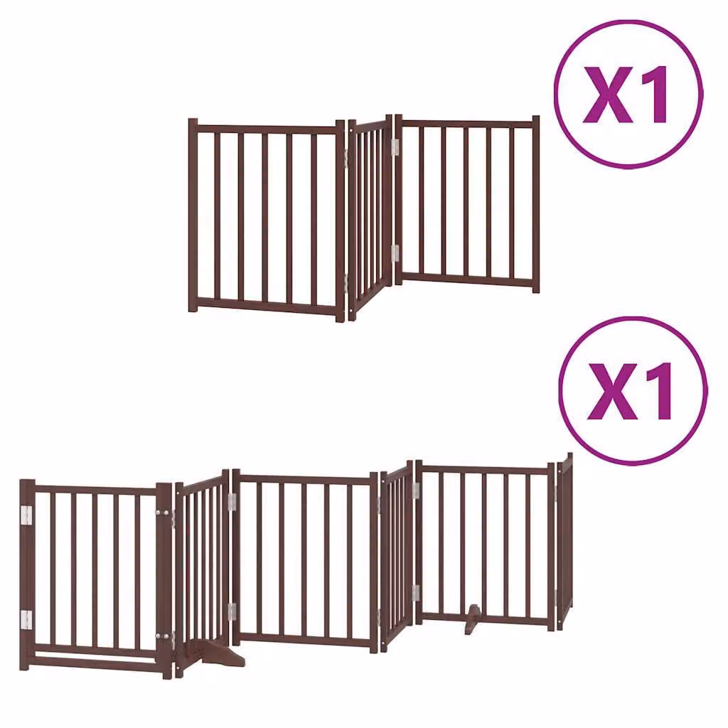 Cancello Cani Porta Pieghevole Marrone 9 Pannelli 450cm Pioppo
