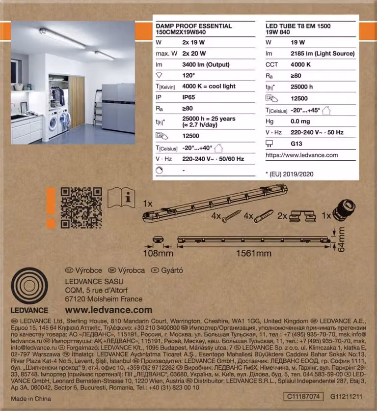 Osram Damp proof Essential luce antiumidità 2x 19Watt 150 cm