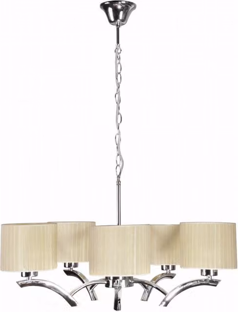 Lampadario a sospensione Candellux Draga in metallo e tessuto beige e cromo con 5 lampadine E27