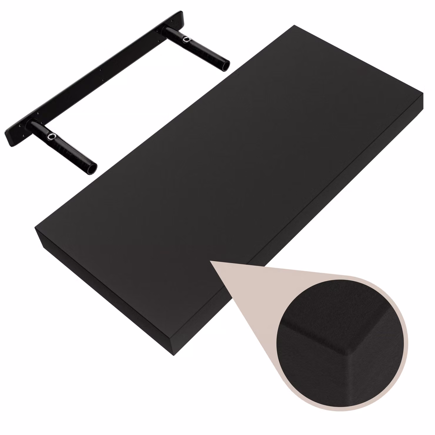 Set di 3 Scaffali Galleggianti a Muro Casaria® Nero Opaco con Staffe – 3