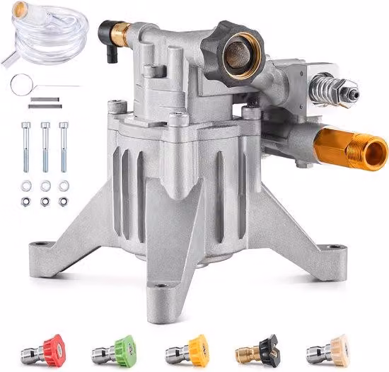 Pompa per idropulitrici ad alta pressione da 3300 psi, asse verticale da 7/8", portata di 3,0 gpm. Ricambio per idropulitrici, include 5 lancia, raccordi a sifone, compatibile con Honda e Briggs & Stratton.