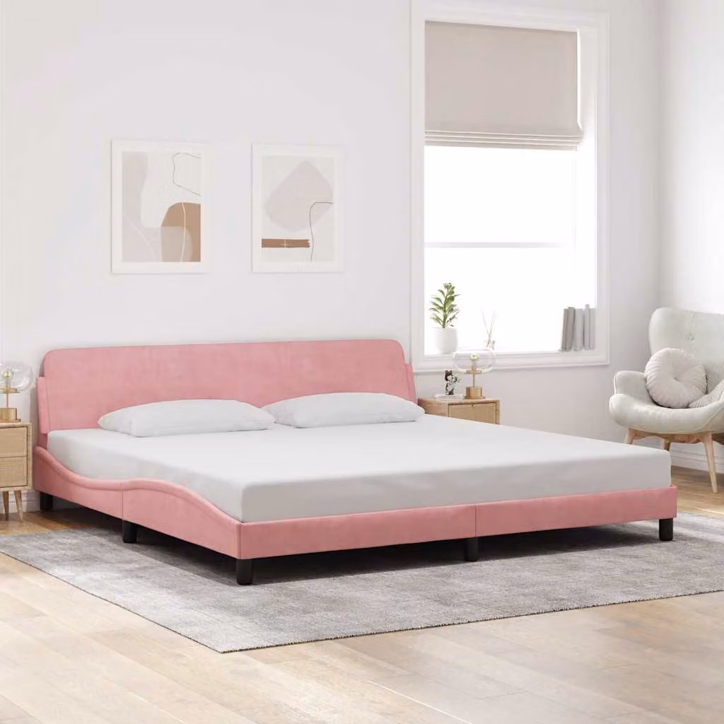 Giroletto vidaXL Dover Rosa in Velluto L/P/H: 200 x 200 x 140 cm