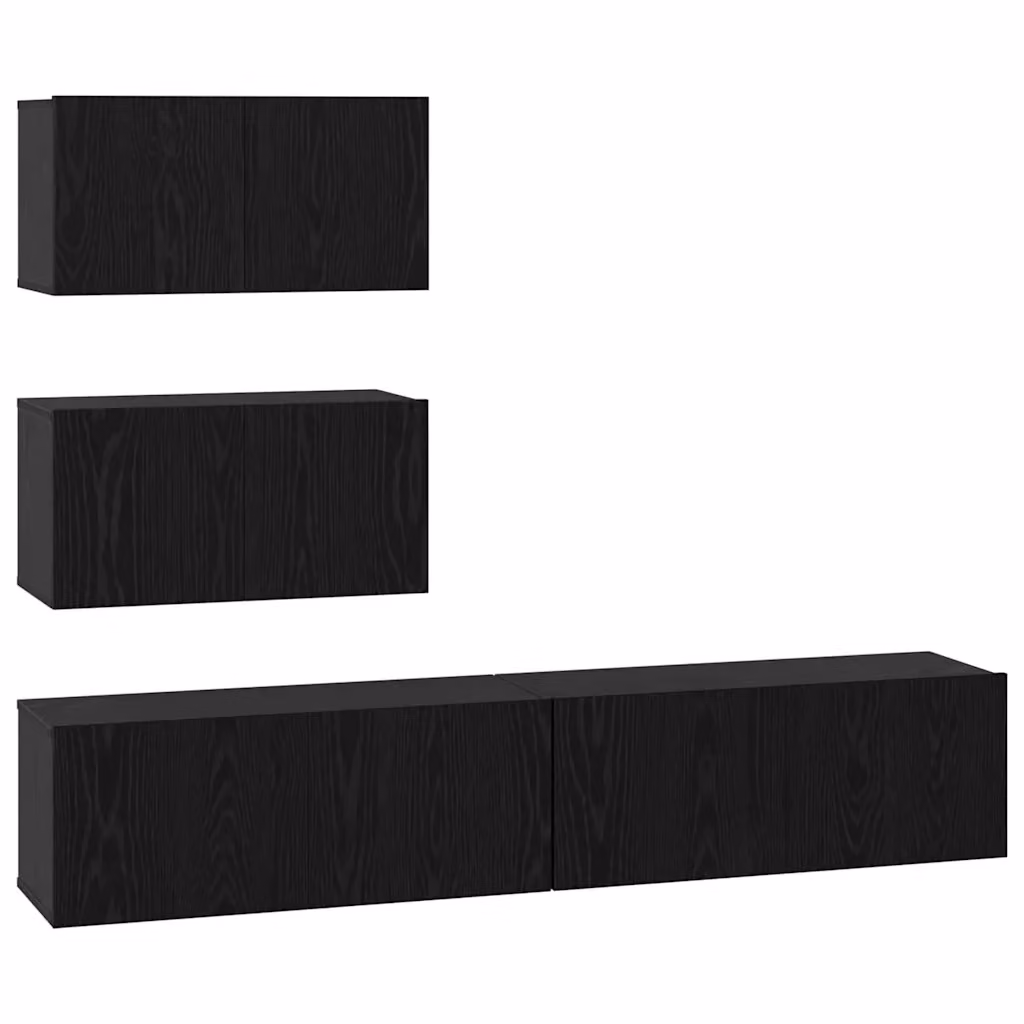 Set mobile TV moderno vidaXL in 4 pezzi, Rovere e Nero, in legno MDF per soggiorno – 2