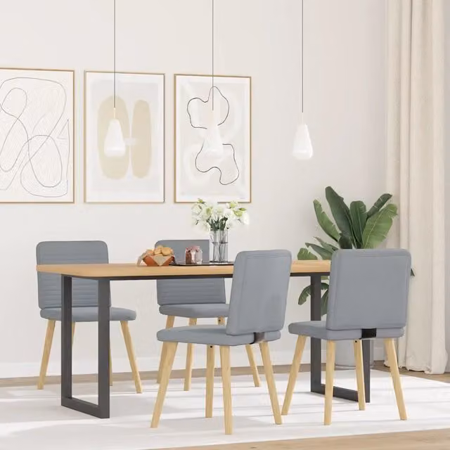 Set di 4 sedie da pranzo vidaXL in tessuto grigio con struttura in legno e metallo per cucina e soggiorno