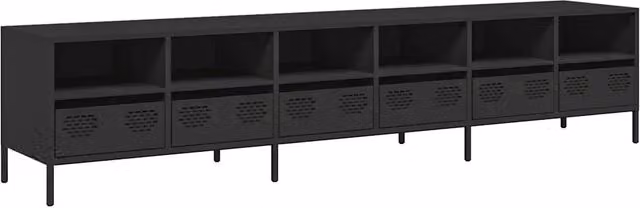 Mobile TV | Armadietto TV | Mobile Porta TV Nero 202x39x43,5 cm in Acciaio Laminato a Freddo