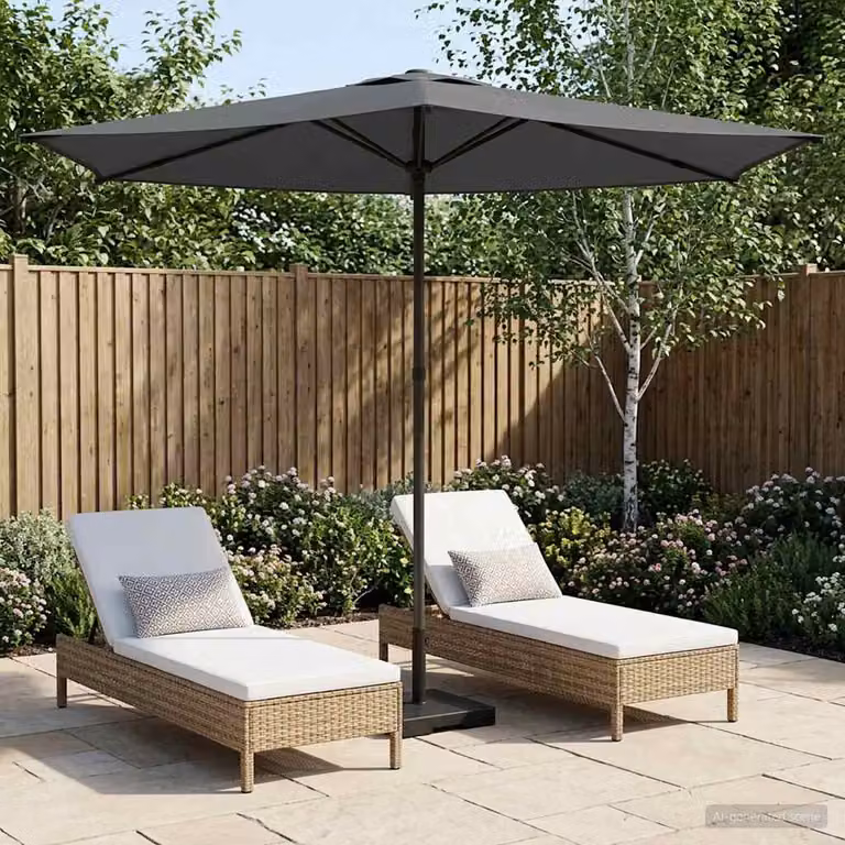 Ombrello da giardino rettangolare vidaXL in poliestere e acciaio, colore antracite/grigio, 2,7 x 2,7 m