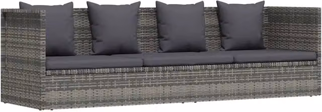 Lettino Prendisole | Sdraio da giardino | Lettino da sole da Giardino Grigio 200x60 cm in Polyrattan
