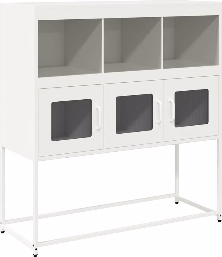 Credenza Bianca 100,5x39x107 cm in Acciaio Laminato a Freddo