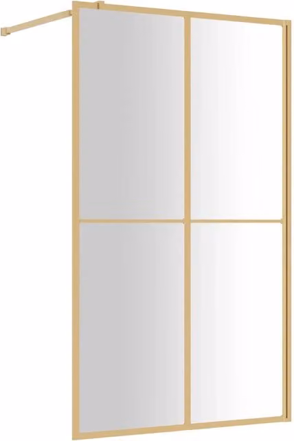 Parete per Doccia Walk-in Vetro Trasparente ESG 118x195 cm Oro CFW7714675