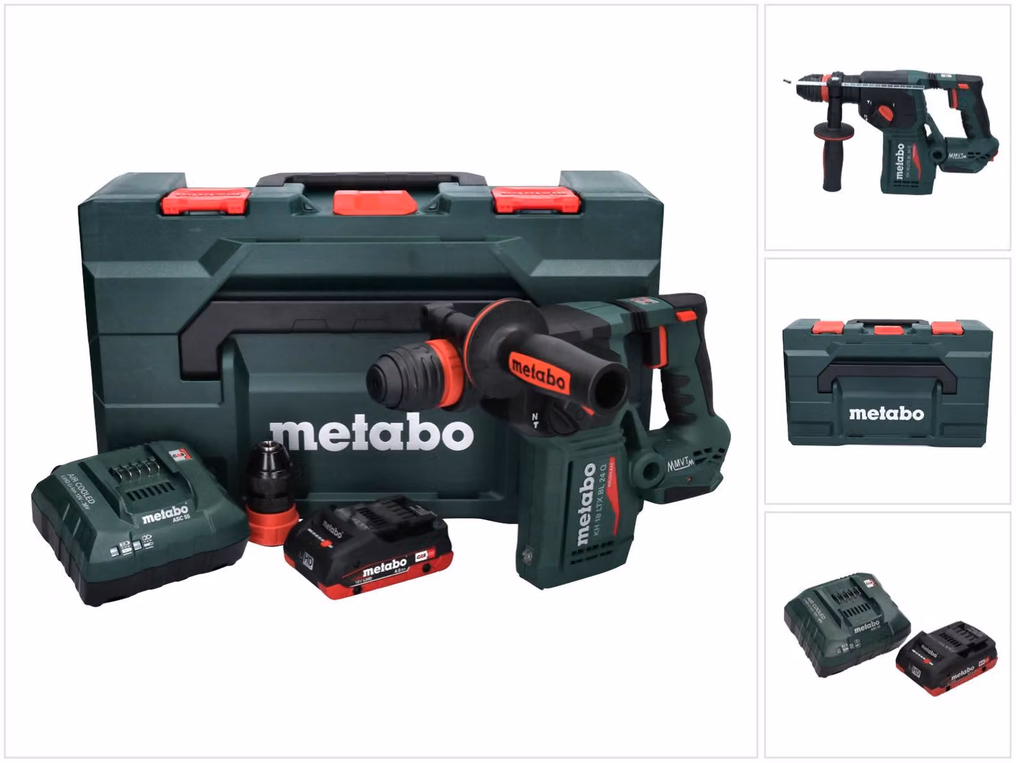 Metabo KH 18 LTX BL 24 Q martello combinato a batteria 18 V 2,2 J + 1x batteria ricaricabile 4,0 Ah + caricatore + metaBOX