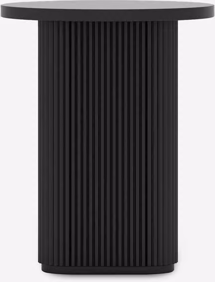Tavolino 45x55cm rotondo da salotto in legno scanalato nero Quid - Nero