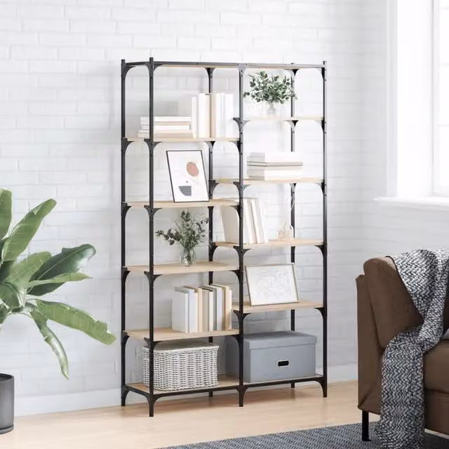 Libreria Scaffale Design Mania in Stile Industrial con Legno e Metallo, Colore Marrone, L 100 cm x P 32 cm x H 170 cm – 1