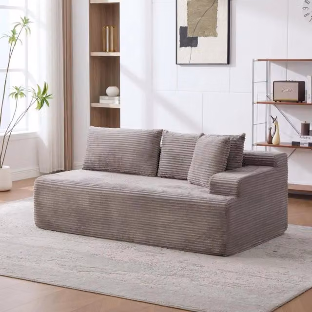 Divano modulare a L moderno in tessuto grigio con schiuma ad alta elasticità per soggiorno e camera da letto