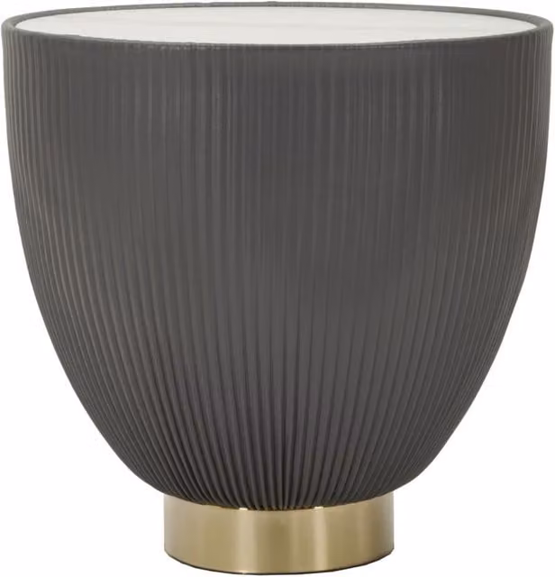 Tavolino da caffè rotondo Mauro Ferretti con piano in marmo e base centrale, colori grigio, oro e bianco, Ø: 46 cm, H: 45 cm – 1