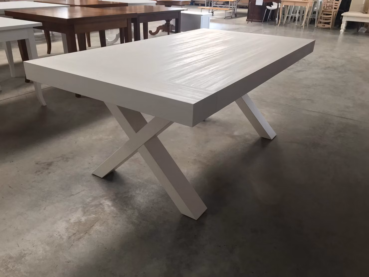 Tavolo rettangolare allungabile Mobili 2G in legno bianco consumato naturale L: 180 cm, P: 100 cm, H: 77 cm – 2