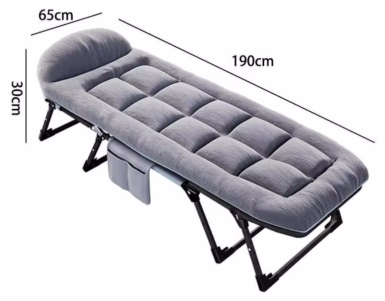 Letto da campeggio pieghevole - Letto aggiuntivo pieghevole - Con materasso - Larghezza 65 cm - Adatto per adulti, ufficio e campeggio - Con borsa per il trasporto - Grigio scuro