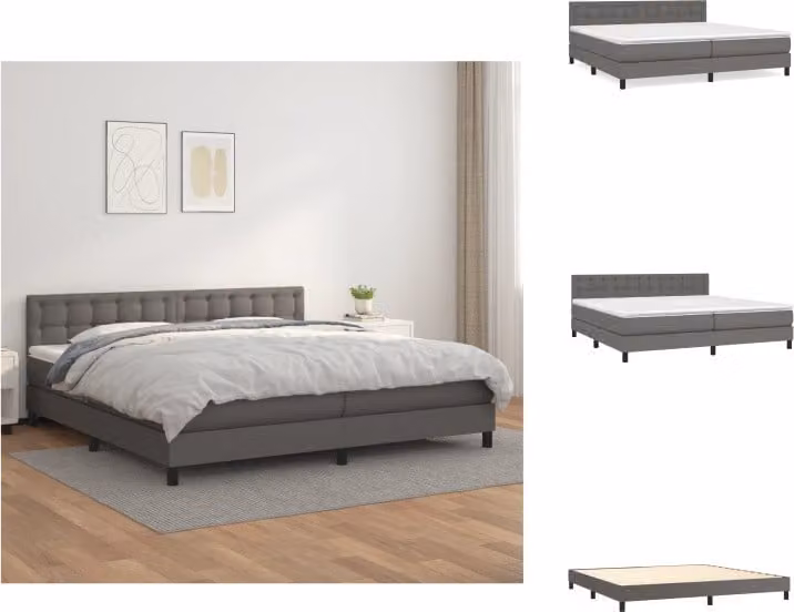 vidaXL Letto a molle con materasso grigio 200x200 cm in Pelle finta - Letti & strutture letto