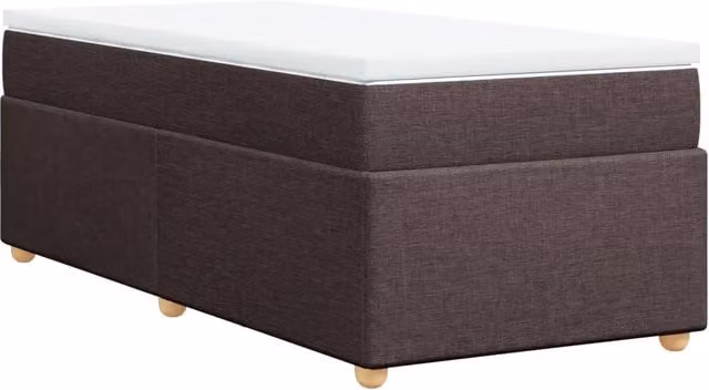 Letto singolo | Letto per adulti | Giroletto a Molle con Materasso Marrone Scuro 80x200 cm Tessuto
