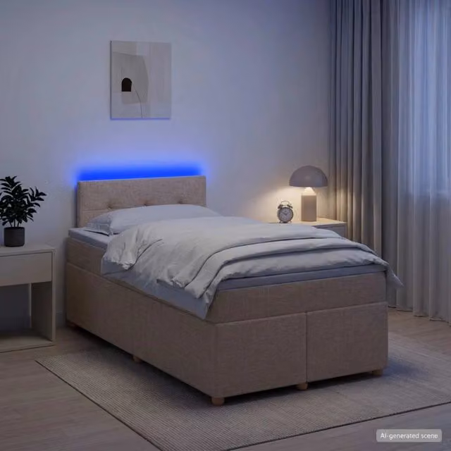 Letto box spring ibrido vidaXL con materasso a molle insacchettate e base contenitore, colore beige, L/P: 120 x 200 cm – 1