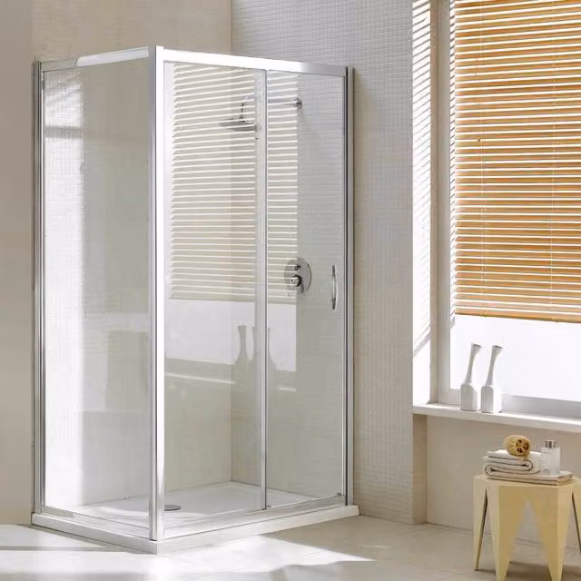 Box Doccia Angolare 90x150 cm 1 Anta Scorrevole in Cristallo Trasparente 6mm H198 Fosterberg Viborg Duo