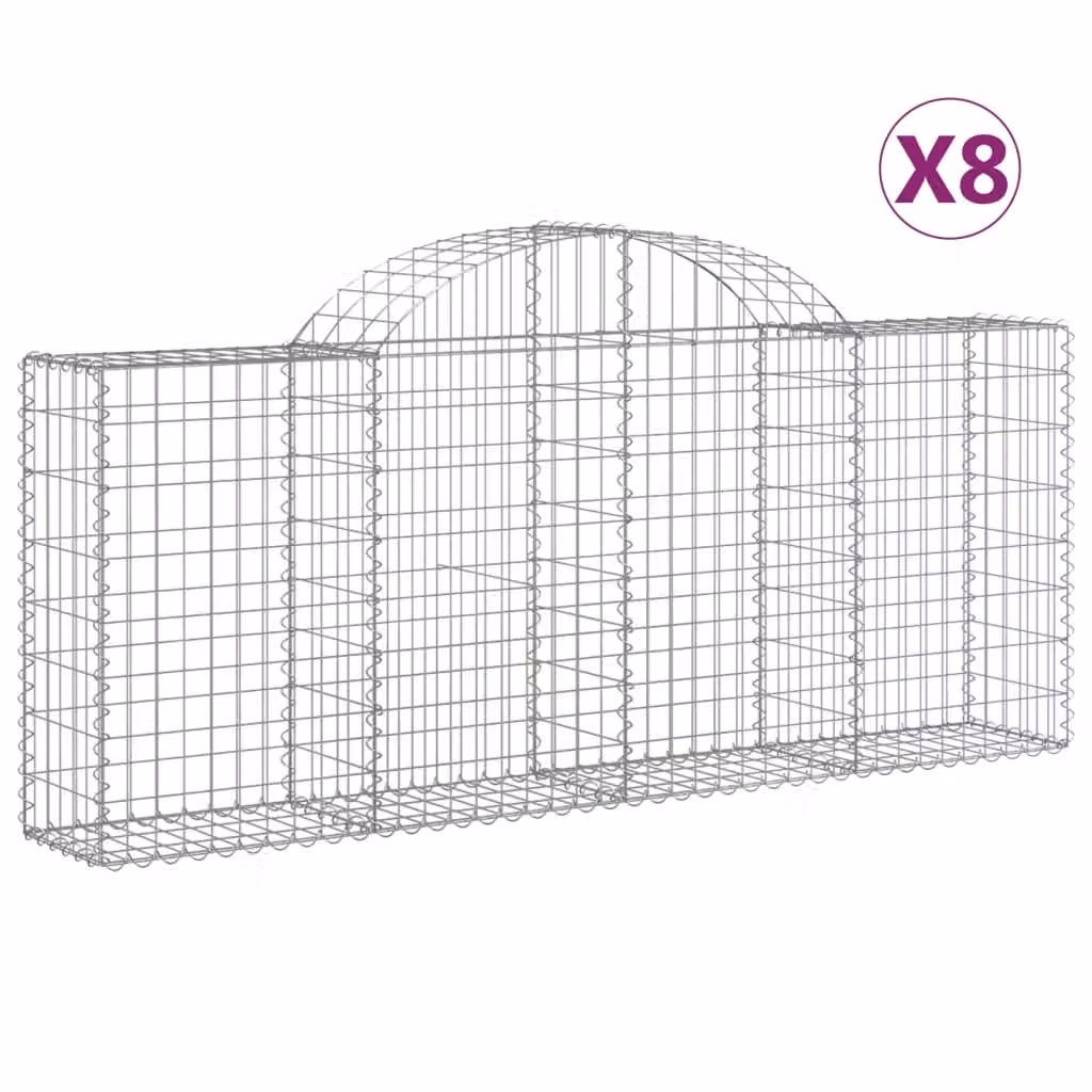 Cesti Gabbioni ad Arco 8 pz 200x30x80/100 cm Ferro Zincato