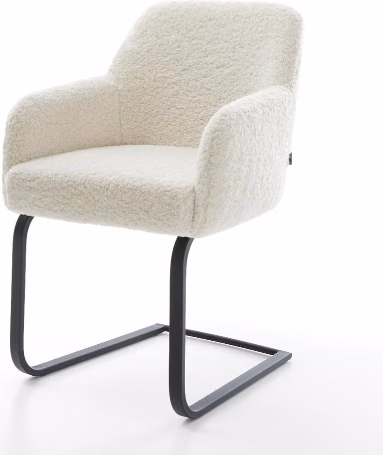 DELIFE Sedia a dondolo Greg-Flex, rivestita in tessuto tipo "teddy", color beige. Sedia a dondolo, design minimalista, colore nero. Imbottitura in molle insacchettate