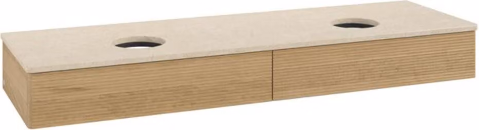 Mobiletto V&B con struttura frontale, con illuminazione Antao 160x50cm, WBP colore botticino, rovere miele