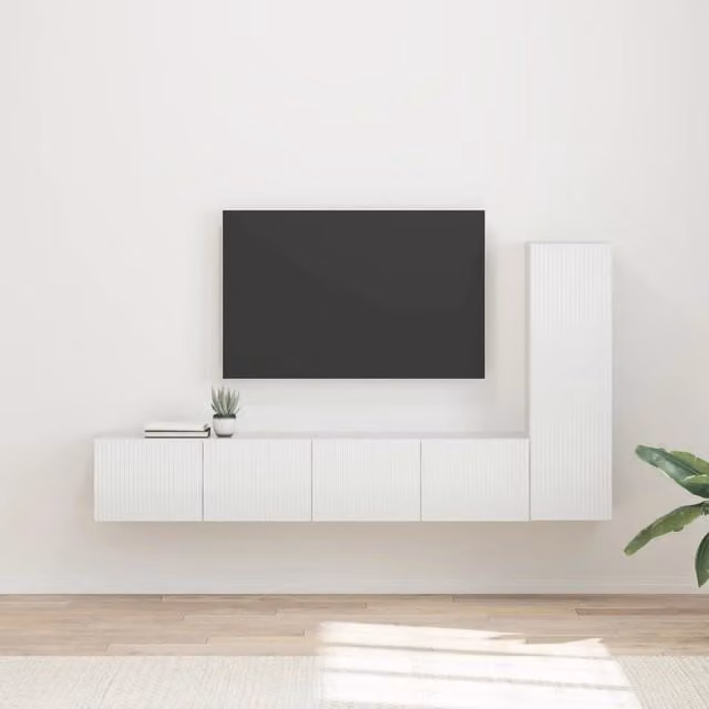 Set mobile TV 3 pz Bianco Lucido Legno ingegnerizzato 3408992